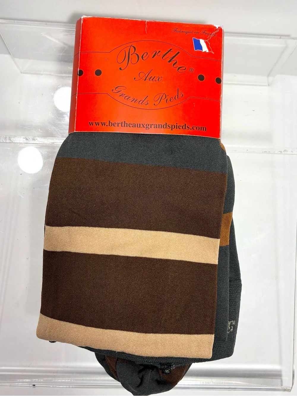 Berthe France Asymmetric Polka Dot Stripe Opaque Tights Size 3/4 (M/L)
